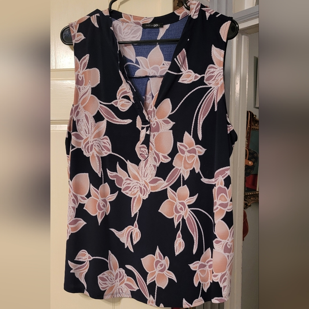 PaperMoon Black and Pink Floral Blouse SIZE 2X